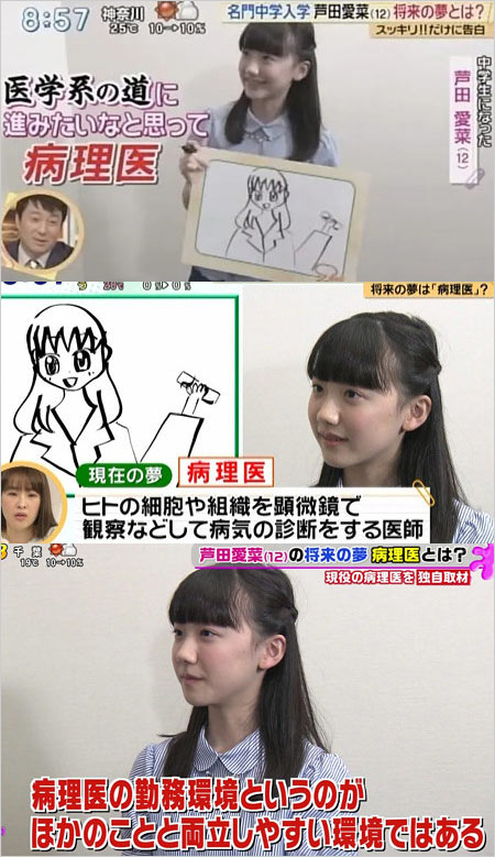 芦田愛菜の将来の夢は病理医と語ったテレビ番組の画像