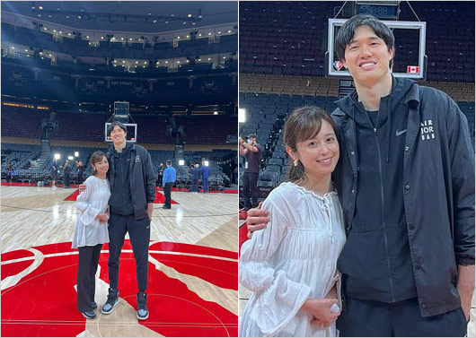 渡邊雄太選手と久慈暁子アナ結婚発表2ショット画像