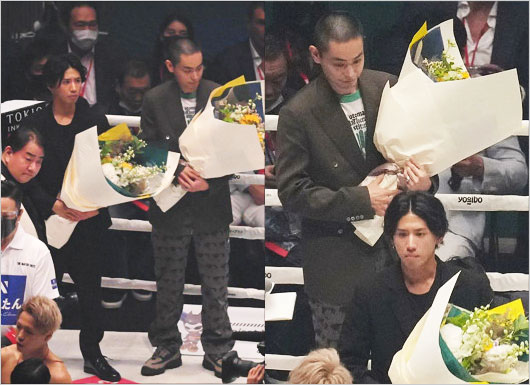 菅田将暉とワンオクTakaが那須川天心＆武尊の試合で花束贈呈画像