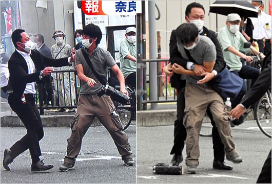 安倍晋三元首相の銃撃事件・犯人取り押さえの瞬間