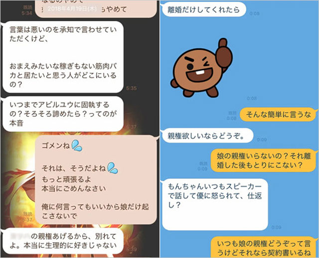 あびる優・才賀紀左衛門の長女親権に関する流出LINEトーク画像