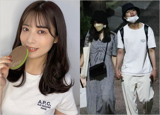 斉藤優里が本髙克樹とお揃いAPCの白Tシャツ着用画像