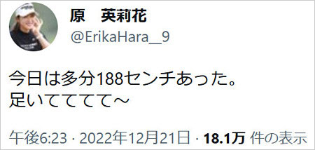 原英莉花がヤクルト村上宗隆と交際匂わせ疑惑ツイート画像