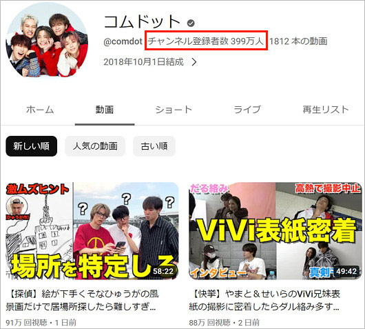 コムドット400万人切り