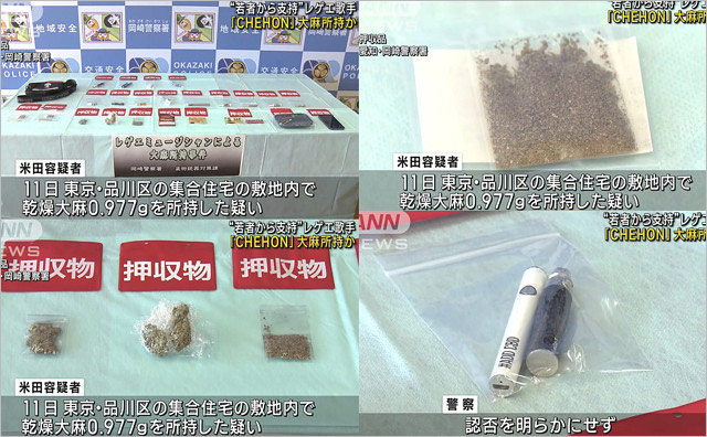 CHEHONが所持大麻証拠品画像
