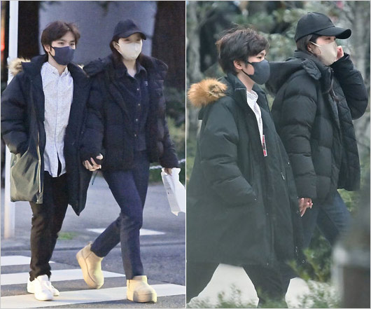 本田真凜と宇野昌磨選手の手つなぎ2ショット画像(フライデー撮影)