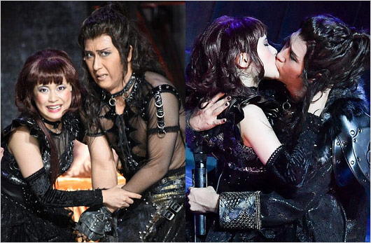 大原櫻子と尾上松也 舞台『メタルマクベス』キスシーンの画像