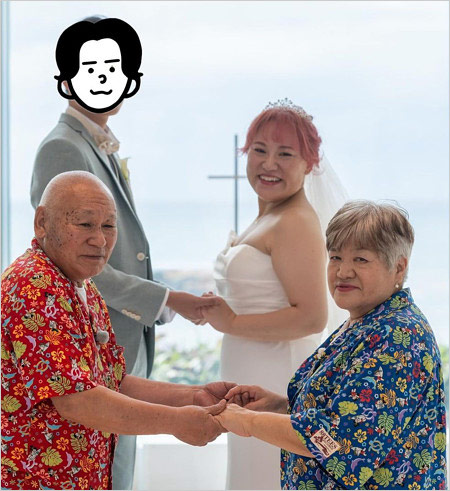 バービーの両親と夫つーたん、ハワイ挙式画像