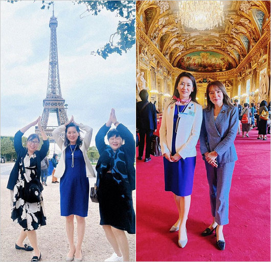 自民党女性局のフランス研修旅行、エッフェル姉さん画像