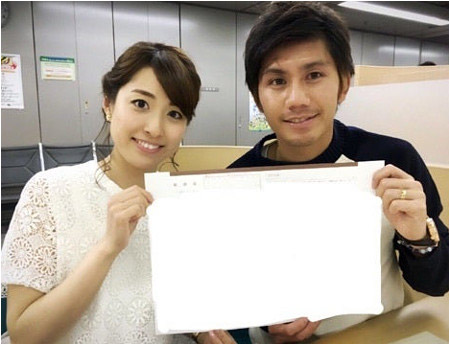 柏木陽介と妻・佐藤渚アナウンサー（元TBS）結婚時の画像