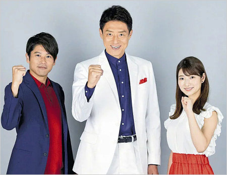 内田篤人・松岡修造・安藤萌々アナ（テレビ朝日中継キャスター）