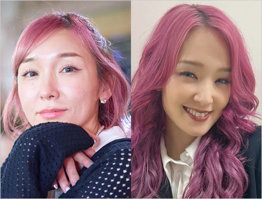 ピンクヘアーの加護亜依＆剛力彩芽