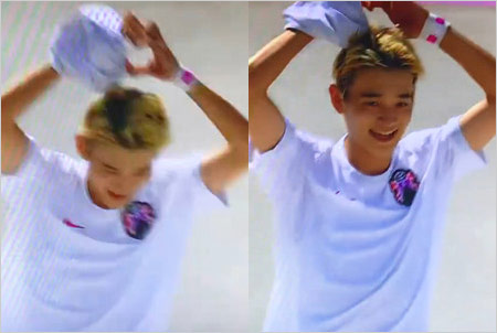 彼女？在原みゆ紀にハートを送る白井空良選手