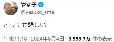 やす子「悲しい」投稿