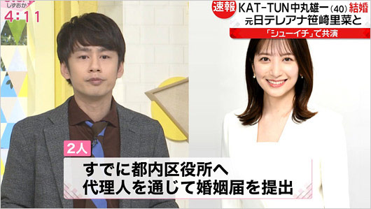 中丸雄一と妻・笹崎里菜元日本テレビアナウンサー