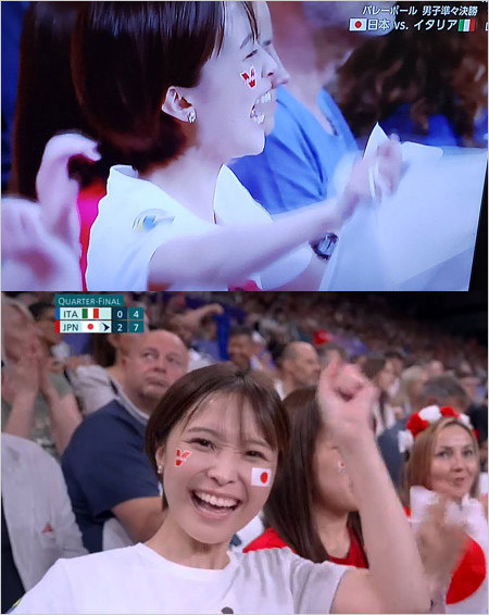 フジテレビ渡邊渚アナウンサーパリ五輪バレーボール中継映り込み画像