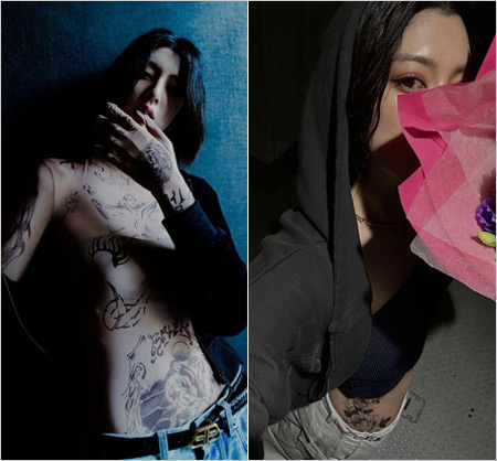 三吉彩花がタトゥー風のバレンシアガのトップス着用画像