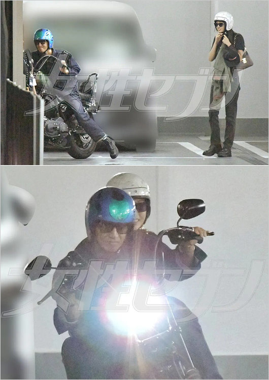 Kokiと木村拓哉が愛車ハーレーに親子2人乗り画像