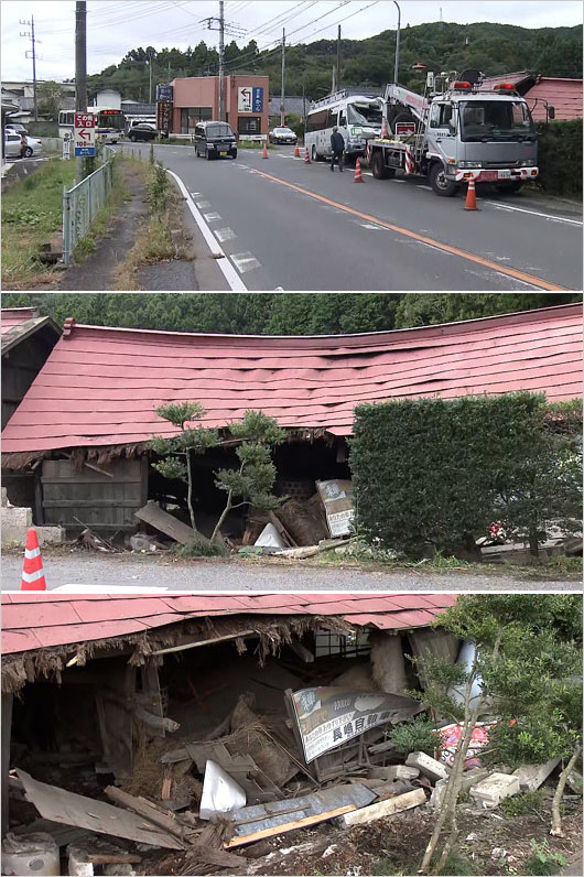 日本テレビ・マイクロバス事故現場画像(茨城県城里町)