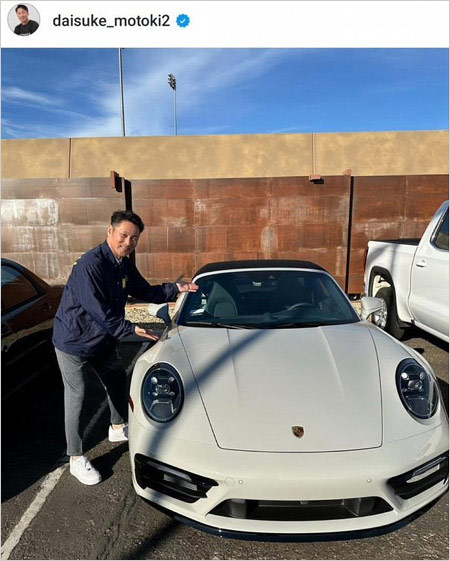 大谷翔平選手のポルシェを元木大介がインスタグラムに投稿画像