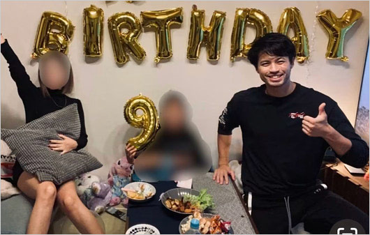 佐伯大地とシングルマザー彼女の子供とのプライベート写真入