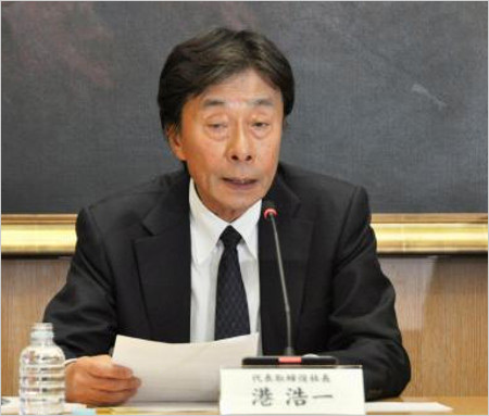 記者会見したフジテレビ港浩一社長