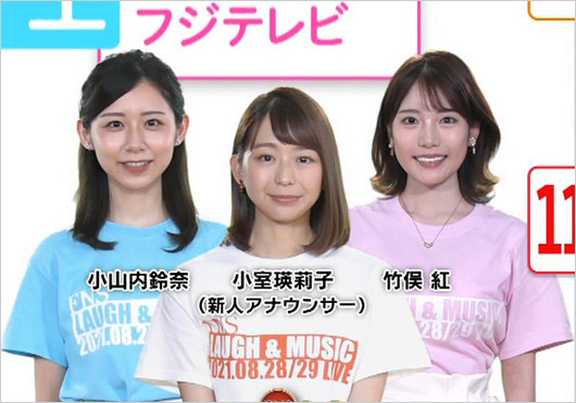 フジテレビ2021年入社の竹俣紅アナ、小山内鈴奈アナ、小室瑛莉子アナ