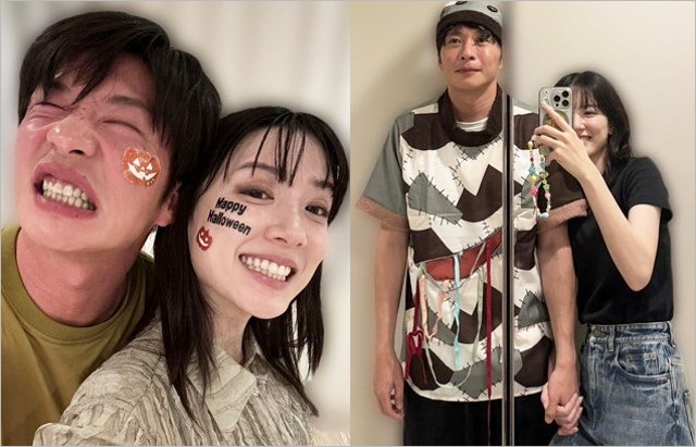 永野芽郁と田中圭のハロウィンデート2ショット画像