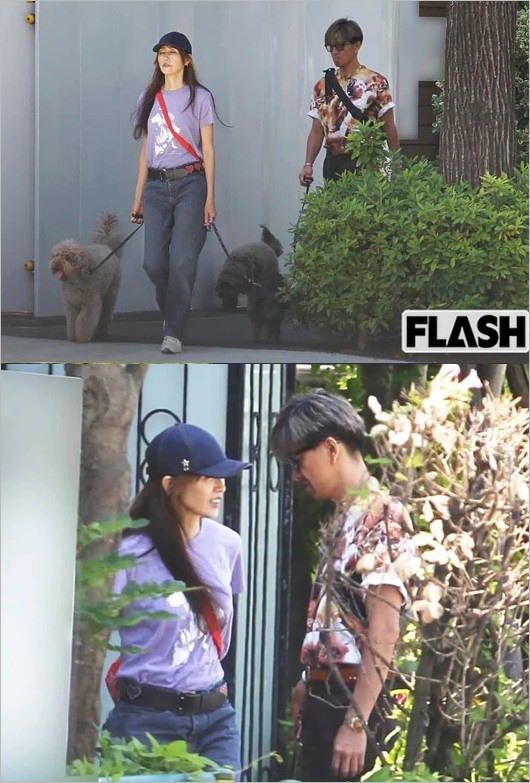 木村拓哉と工藤静香が愛犬の散歩デート