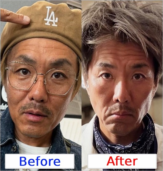 トータルテンボス藤田憲右ダイエット前後の顔、ビフォーアフター画像