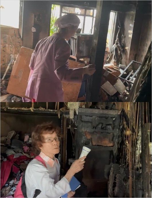 林家ペーパー子の火事発生後の自宅内部