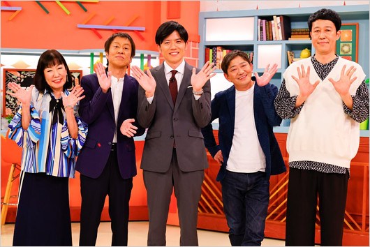 とれたてっ！レギュラーメンバー（ハイヒールリンゴ・ブラマヨ吉田敬・青木源太アナ・メッセンジャー黒田有・小籔千豊）