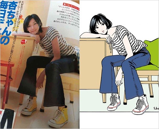リーバイス着用の杏と江口寿史・EDWINコラボイラスト