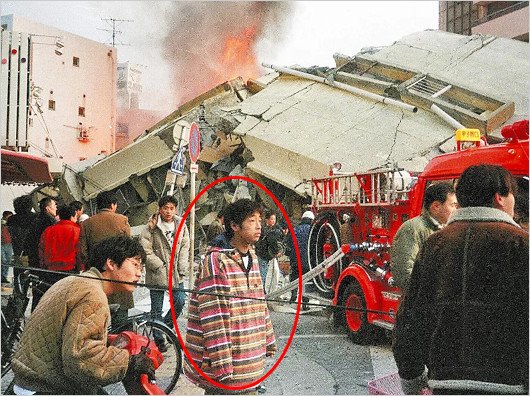 阪神・淡路大震災で被災した団長安田