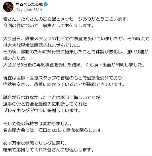 やるべしたら竜のX投稿