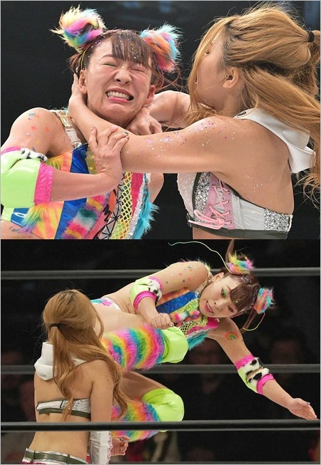 フワちゃんプロレス再デビュー戦、葉月選手との試合ワンシーン