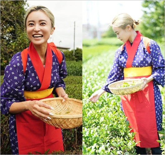 金髪に長い爪で茶摘する小島瑠璃子