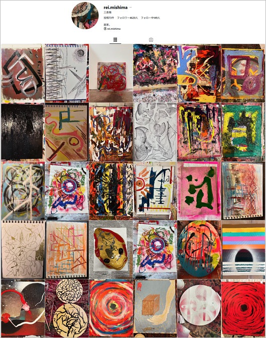 丸山隆平（画家・三島嶺名義）インスタグラムで公開の絵画