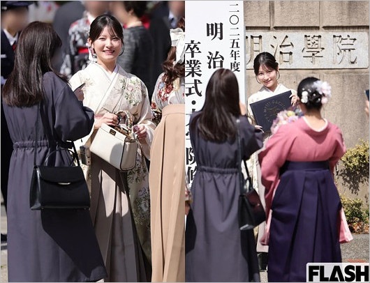 北川莉央が明治学院大学卒業、白金キャンパス卒業式の画像