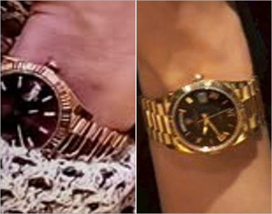 広瀬アリス&赤西仁のおそろい?ゴールド腕時計の拡大・検証用比較画像