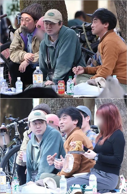 新井浩文の近影、花見写真