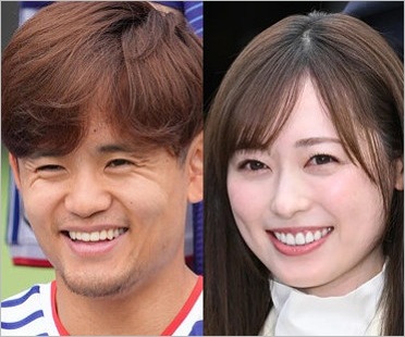 久保建英選手と妻・福原遥